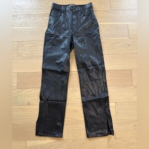 Abercrombie & Fitch Black Vegan Leather Straight-Leg Pants